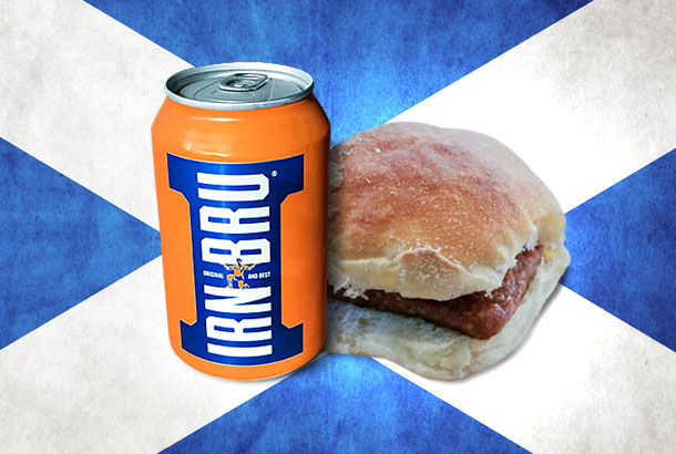 Irn Bru and Roll and Square Sausage